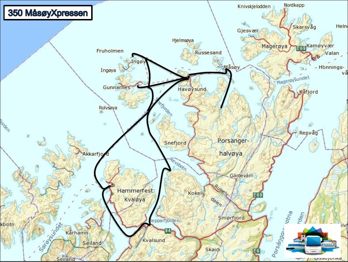 Ruten skal betjenes med et kombifartøy med plass til minst 85 passasjerer og 2 biler eller 7 tonn gods.