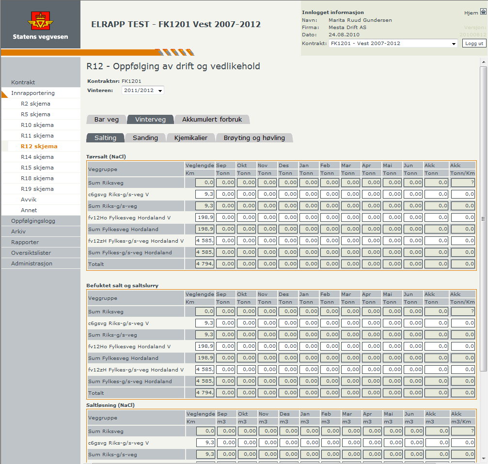 Vinterveg - Salting: Brukerveiledning