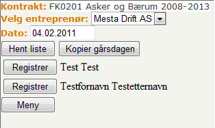 Brukerveiledning ELRAPP 149 DEL III - FOR ENTREPRENØRER 11.4 Oversiktsliste Ved klikk på knappen Oversiktsliste vil man få opp skjermbilde vist under.