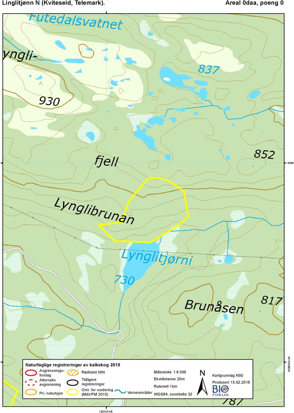 Naturfaglige registreringer av kalkskog 2015 Avgrensningsforslag Alternativ avgrensning Pri.