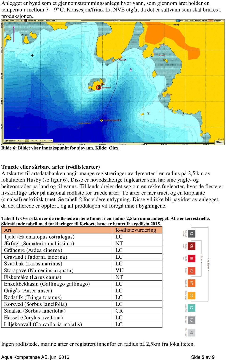 Truede eller sårbare arter (rødlistearter) Artskartet til artsdatabanken angir mange registreringer av dyrearter i en radius på 2,5 km av lokaliteten Husby (se figur 6).