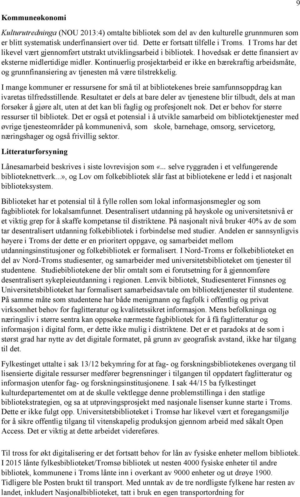 Kontinuerlig prosjektarbeid er ikke en bærekraftig arbeidsmåte, og grunnfinansiering av tjenesten må være tilstrekkelig.