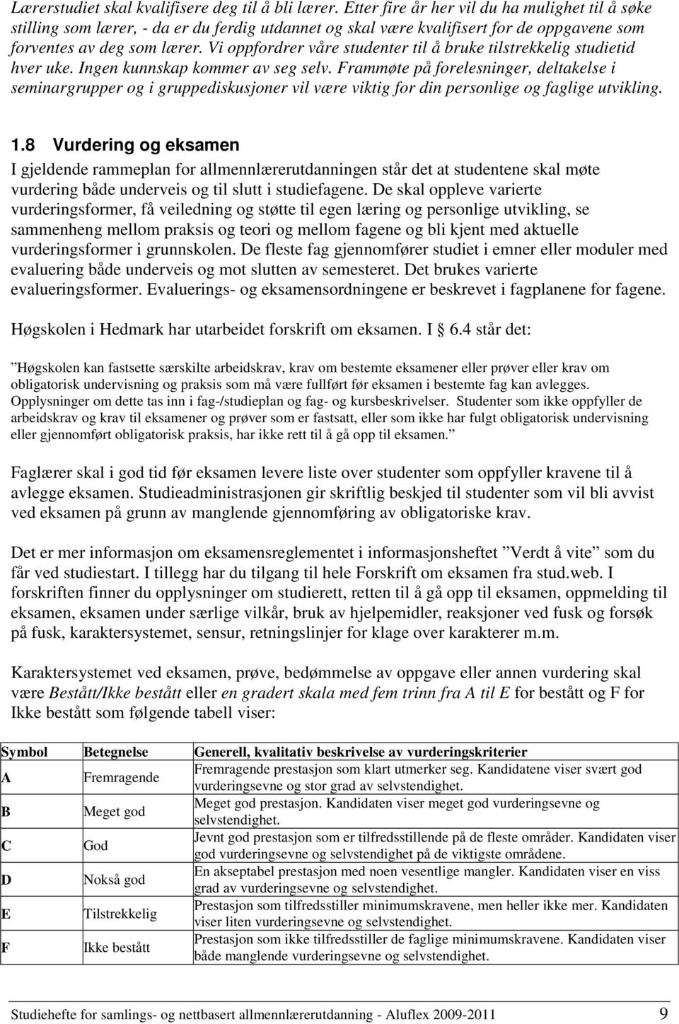 Vi oppfordrer våre studenter til å bruke tilstrekkelig studietid hver uke. Ingen kunnskap kommer av seg selv.