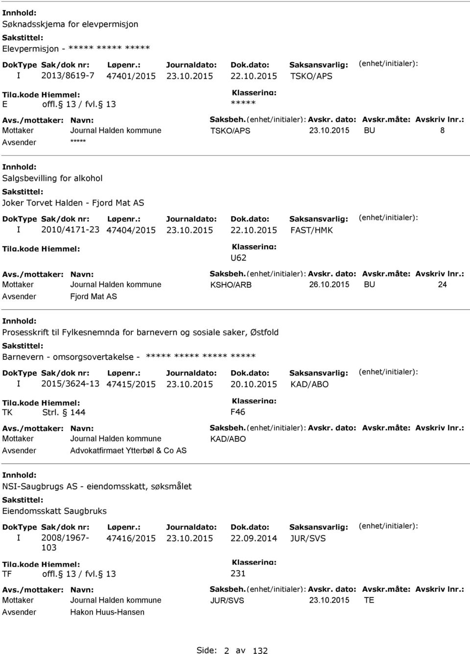 : KSHO/ARB BU 24 Avsender Fjord Mat AS nnhold: rosesskrift til Fylkesnemnda for barnevern og sosiale saker, Østfold Barnevern - omsorgsovertakelse - 2015/3624-13 47415/2015 20.10.2015 KAD/ABO TK Strl.