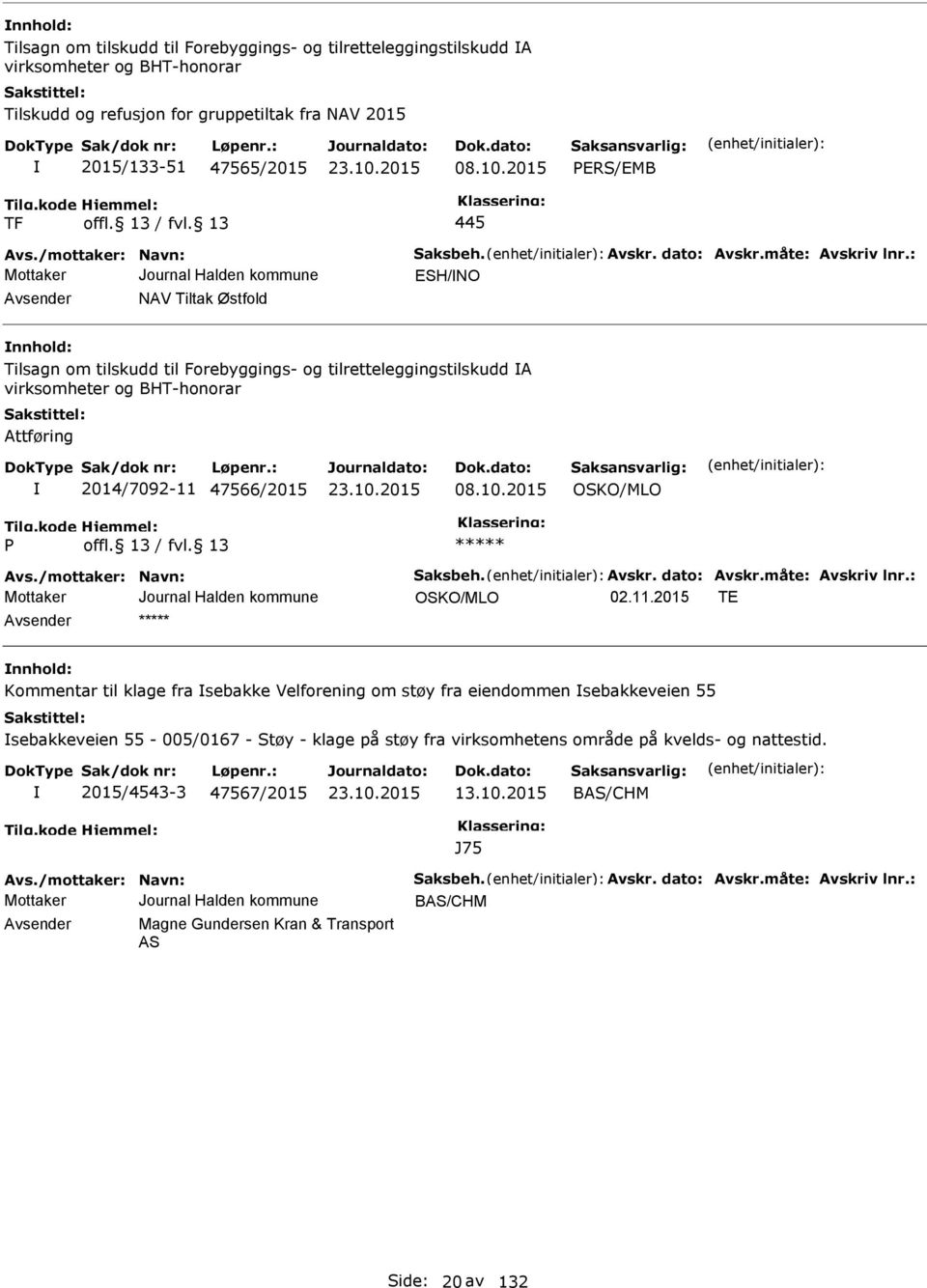 : SH/NO Avsender NAV Tiltak Østfold nnhold: Tilsagn om tilskudd til Forebyggings- og tilretteleggingstilskudd A virksomheter og BHT-honorar Attføring 2014/7092-11 47566/2015 08.10.2015 OSKO/MLO Avs.