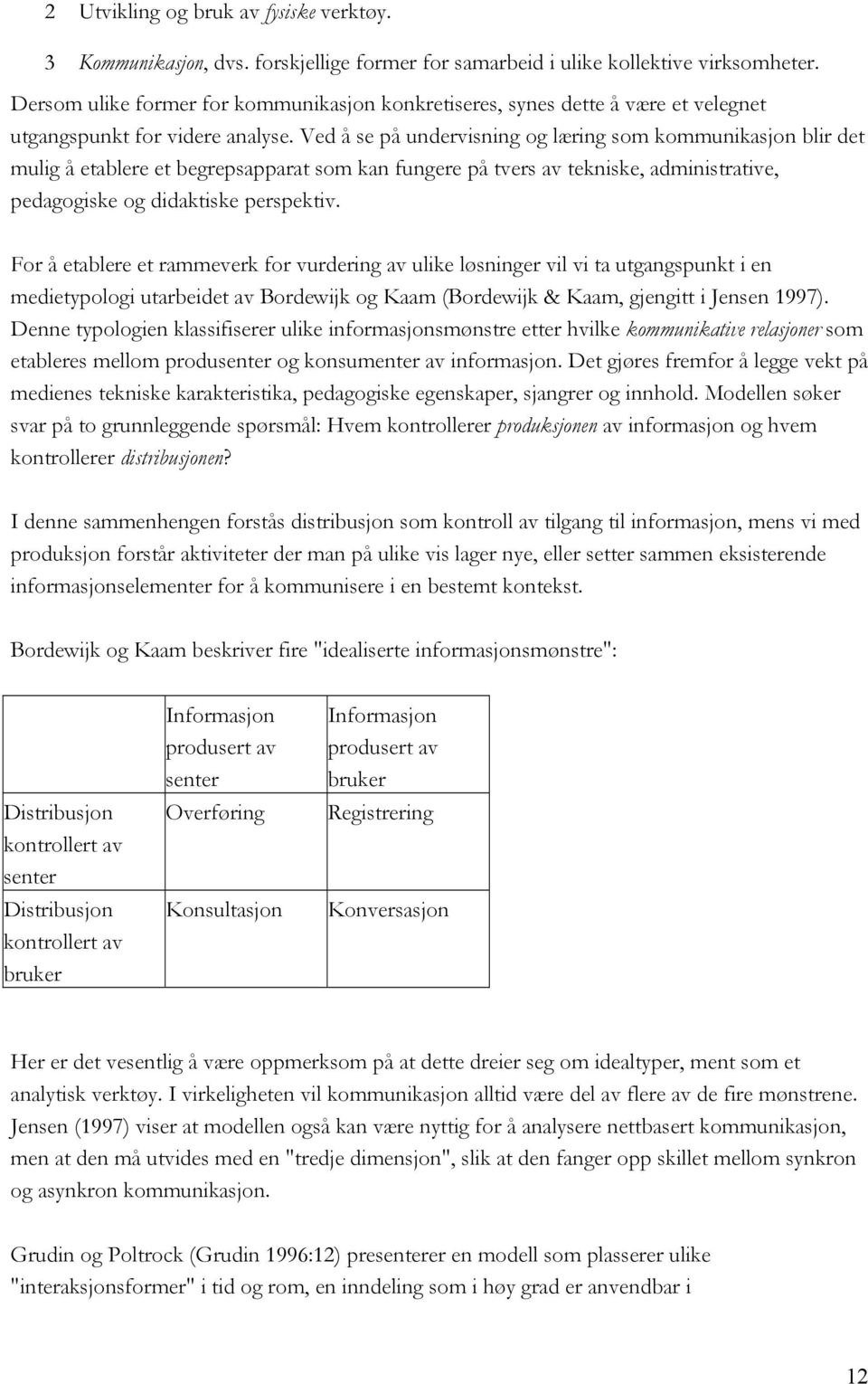 Ved å se på undervisning og læring som kommunikasjon blir det mulig å etablere et begrepsapparat som kan fungere på tvers av tekniske, administrative, pedagogiske og didaktiske perspektiv.