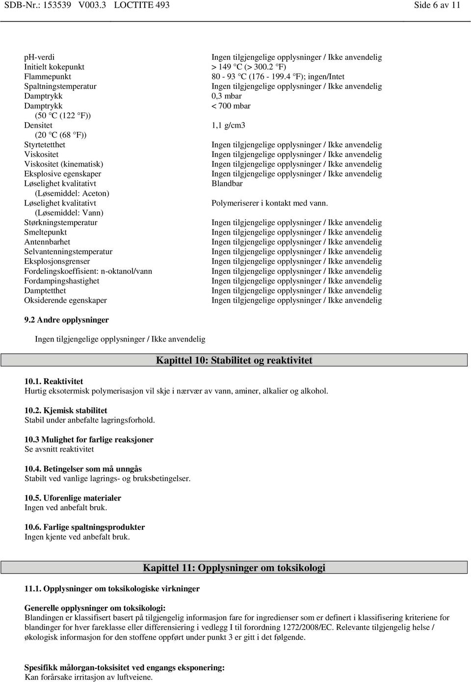 Eksplosive egenskaper Løselighet kvalitativt (Løsemiddel: Aceton) Løselighet kvalitativt (Løsemiddel: Vann) Størkningstemperatur Smeltepunkt Antennbarhet Selvantenningstemperatur Eksplosjonsgrenser