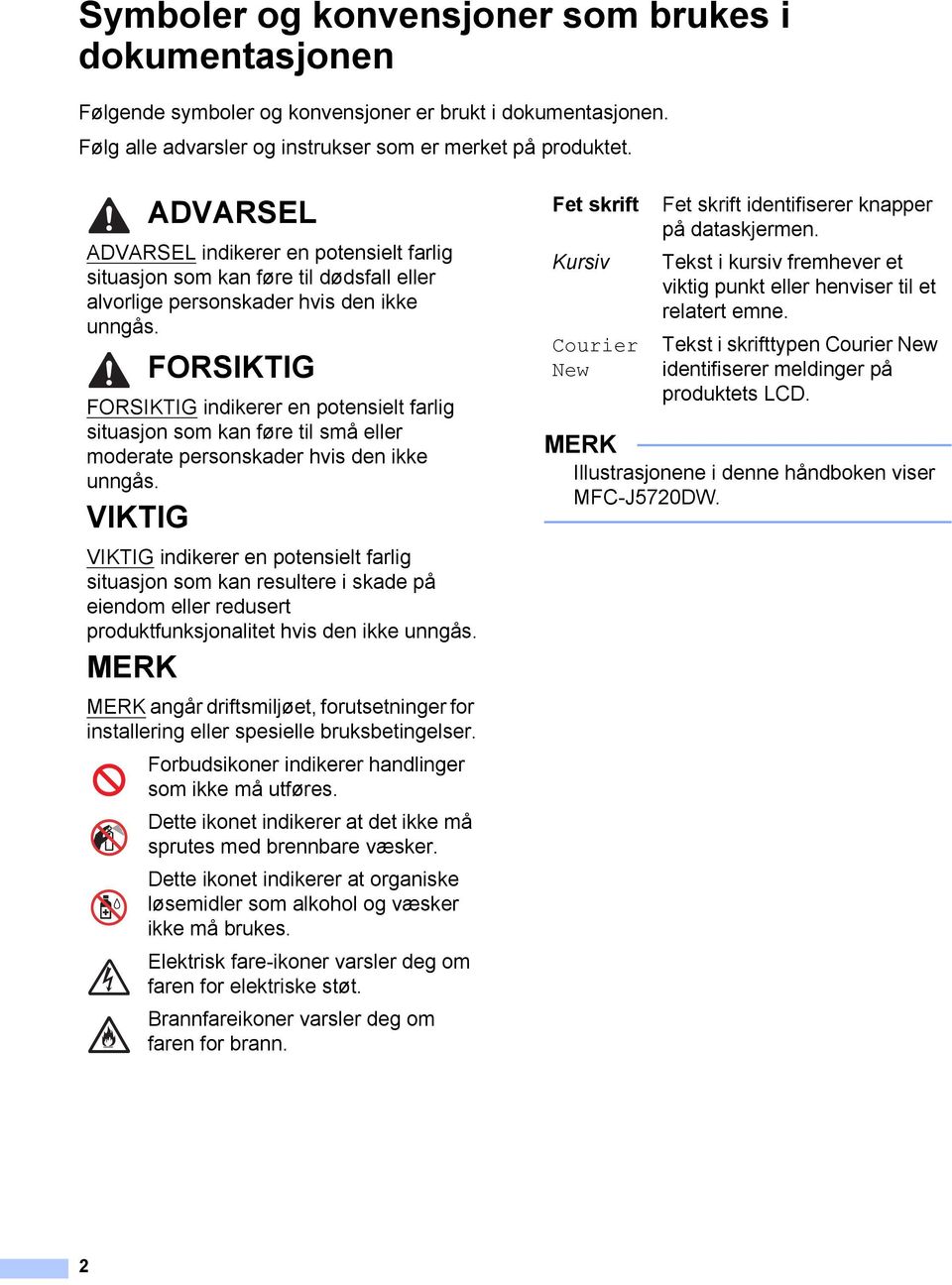 FORSIKTIG FORSIKTIG indikerer en potensielt farlig situasjon som kan føre til små eller moderate personskader hvis den ikke unngås.