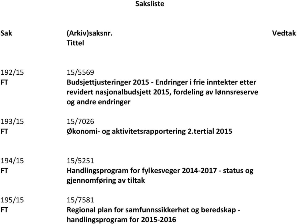 nasjonalbudsjett 2015, fordeling av lønnsreserve og andre endringer 15/7026 Økonomi- og aktivitetsrapportering 2.