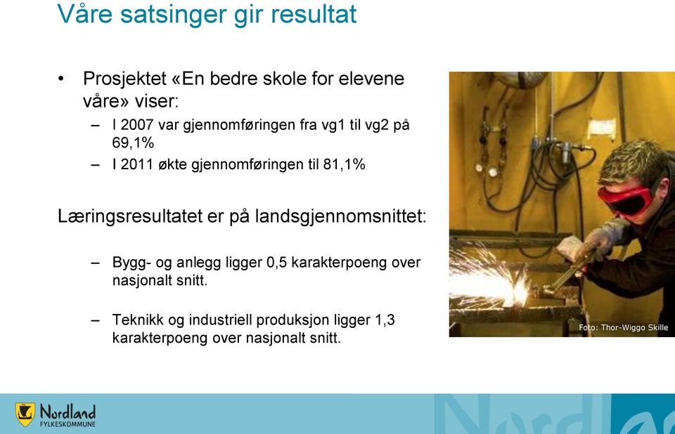 Læringsresultatet er på landsgjennomsnittet: Bygg- og anlegg ligger 0,5 karakterpoeng over