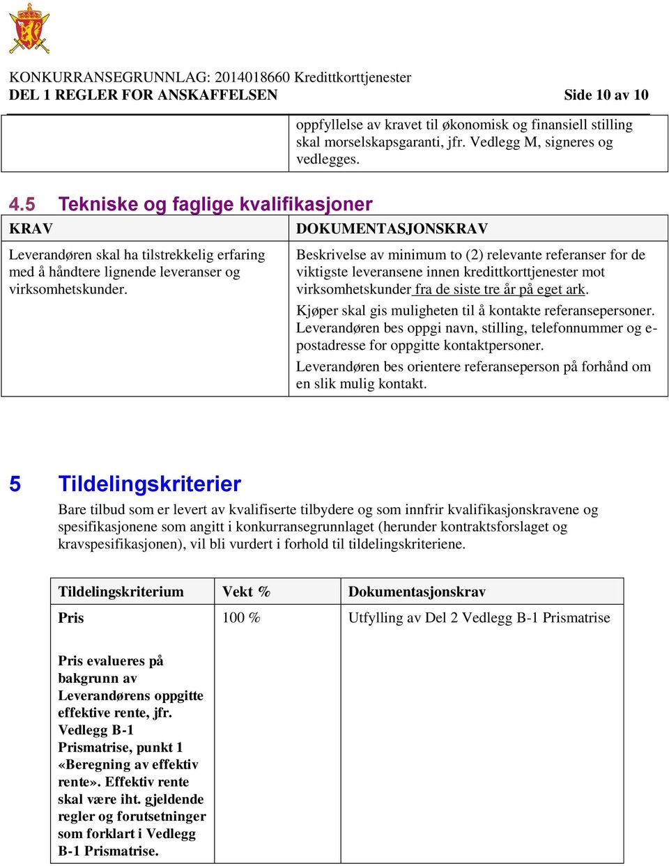 Beskrivelse av minimum to (2) relevante referanser for de viktigste leveransene innen kredittkorttjenester mot virksomhetskunder fra de siste tre år på eget ark.