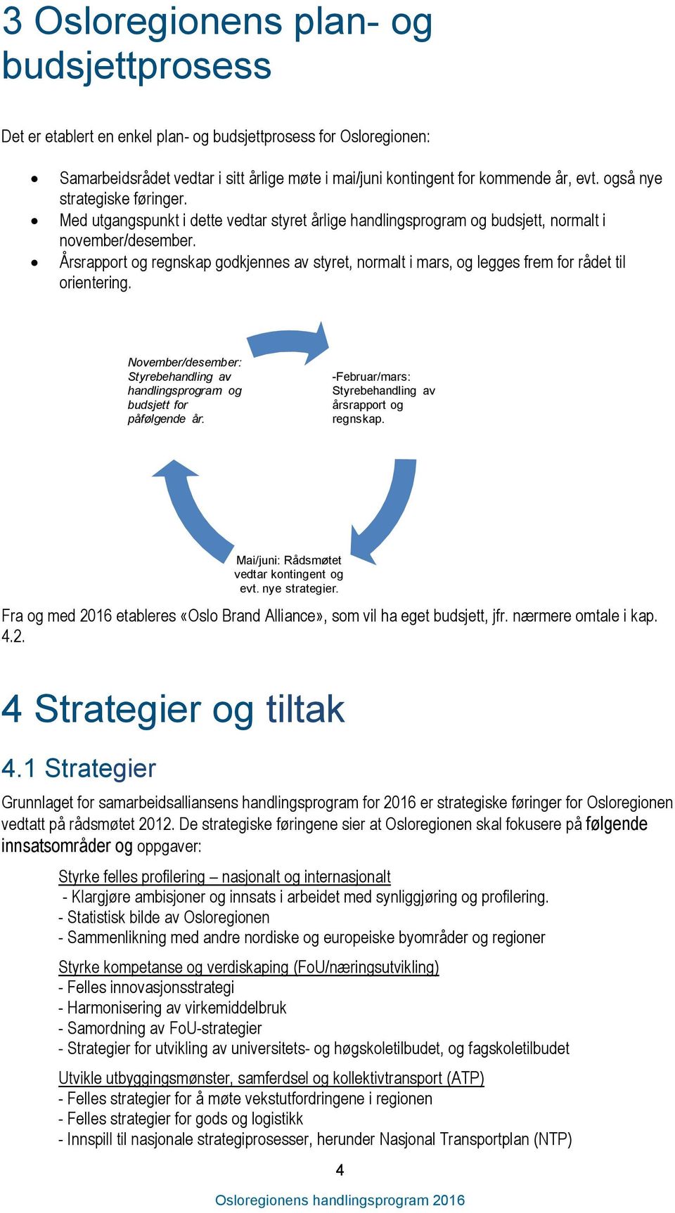 Årsrapport og regnskap godkjennes av styret, normalt i mars, og legges frem for rådet til orientering. November/desember: Styrebehandling av handlingsprogram og budsjett for påfølgende år.