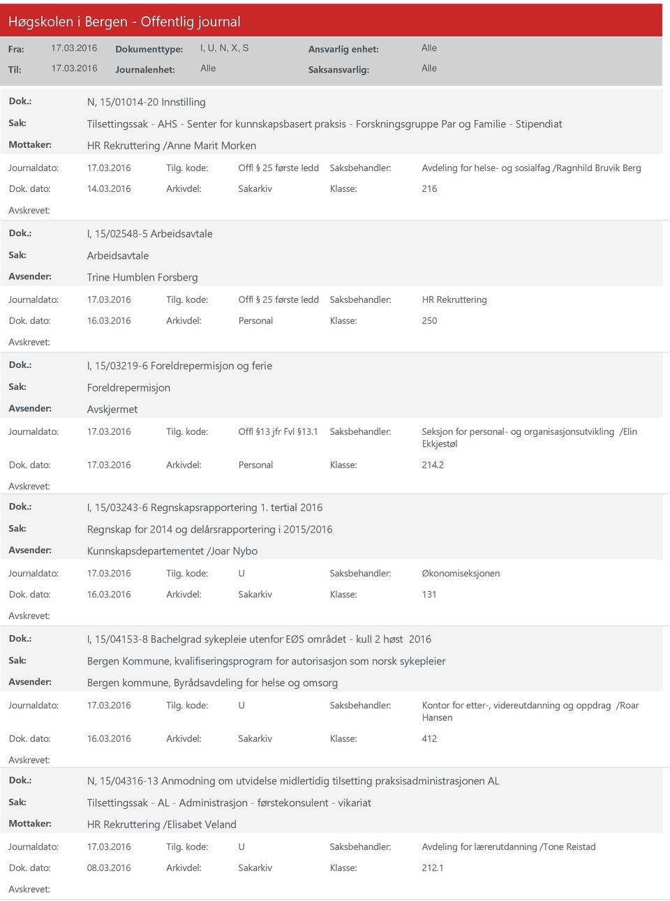 2016 Arkivdel: Personal 250 I, 15/03219-6 Foreldrepermisjon og ferie Foreldrepermisjon Seksjon for personal- og organisasjonsutvikling /Elin Ekkjestøl Dok. dato: Arkivdel: Personal 214.