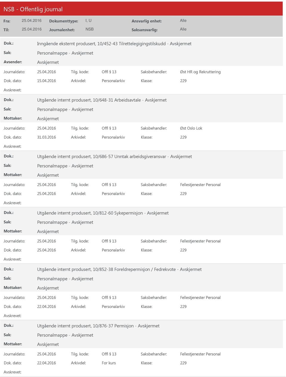 2016 Arkivdel: Personalarkiv tgående internt produsert, 10/686-57 nntak arbeidsgiveransvar - Personalmappe - tgående internt produsert, 10/812-60