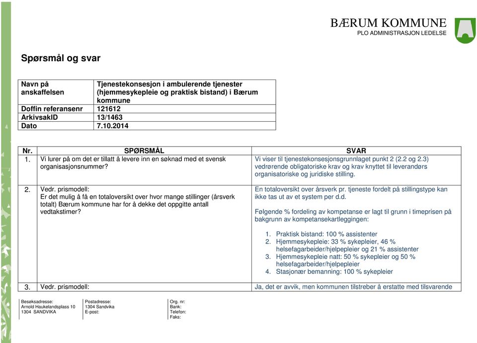 Vi lurer på om det er tillatt å levere inn en søknad med et svensk organisasjonsnummer? Vi viser til tjenestekonsesjonsgrunnlaget punkt 2 (2.2 og 2.