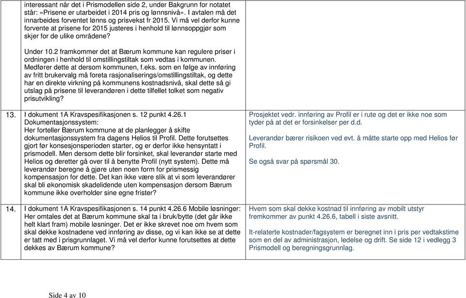 2 framkommer det at Bærum kommune kan regulere priser i ordningen i henhold til omstillingstiltak som vedtas i kommunen. Medfører dette at dersom kommunen, f.eks.