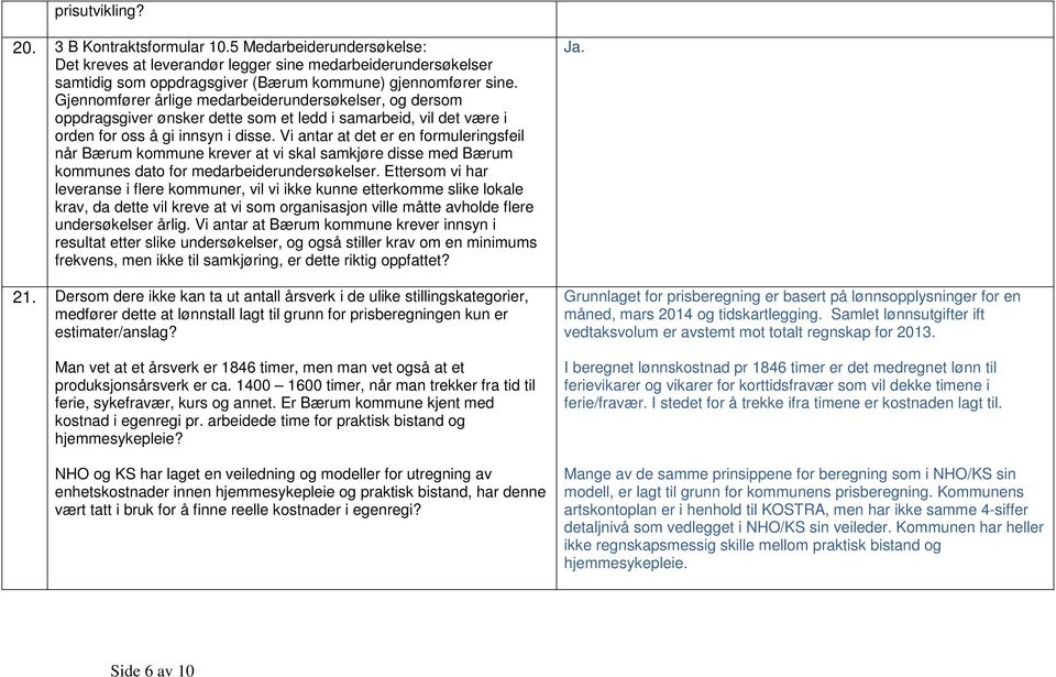 Vi antar at det er en formuleringsfeil når Bærum kommune krever at vi skal samkjøre disse med Bærum kommunes dato for medarbeiderundersøkelser.