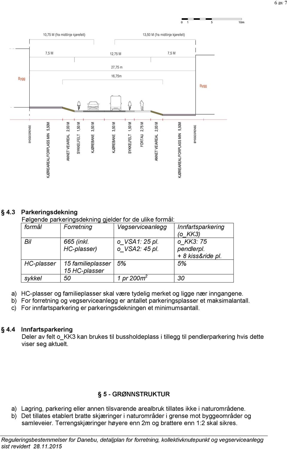 a) HC-plasser og familieplasser skal være tydelig merket og ligge nær inngangene. b) For forretning og vegserviceanlegg er antallet parkeringsplasser et maksimalantall.