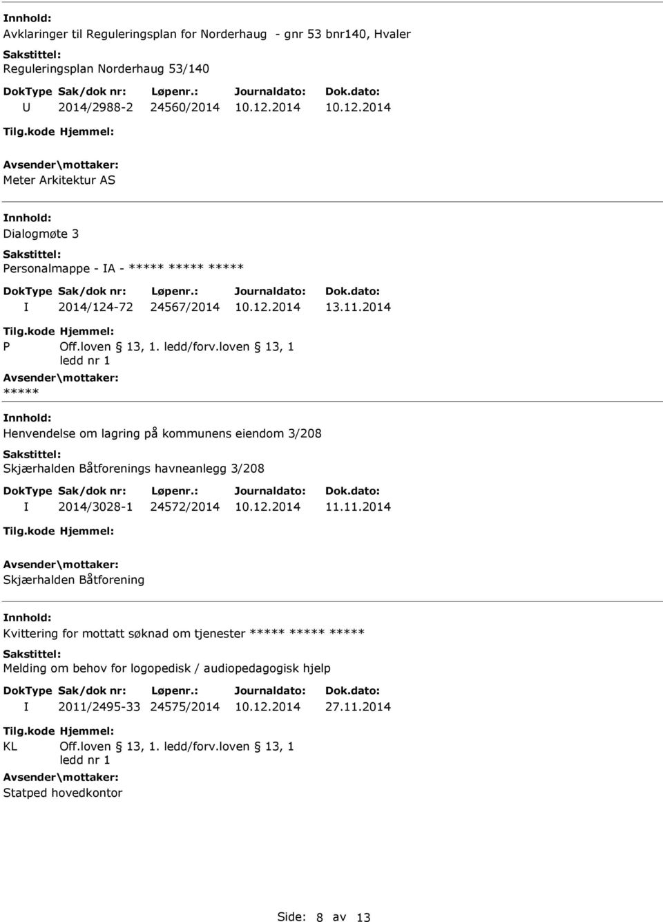 2014 P ***** Henvendelse om lagring på kommunens eiendom 3/208 Skjærhalden Båtforenings havneanlegg 3/208 2014/3028-1 24572/2014 11.