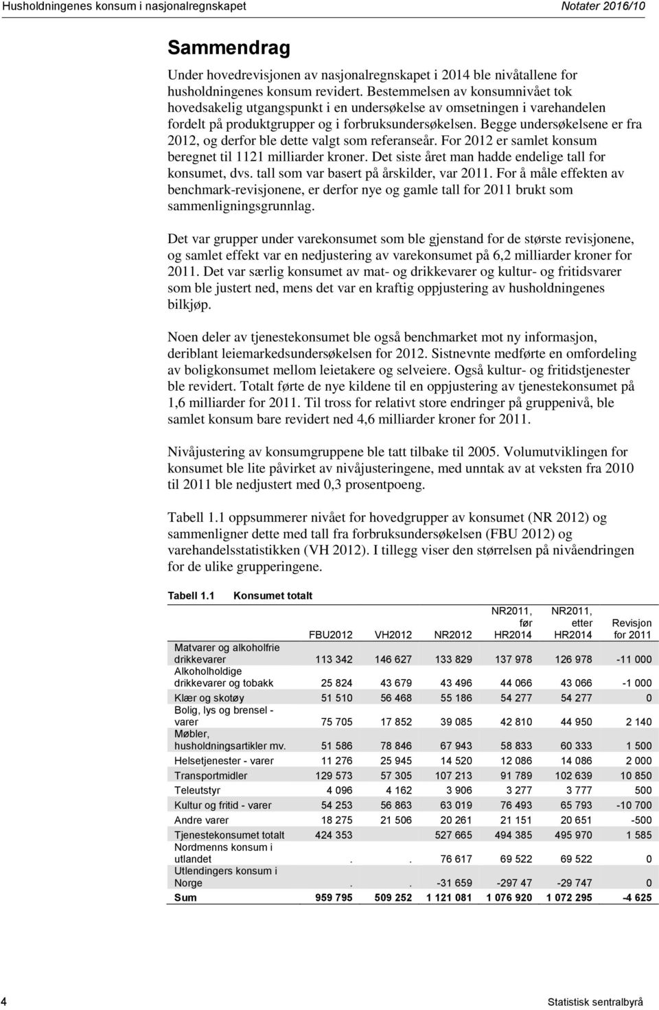 Begge undersøkelsene er fra 2012, og derfor ble dette valgt som referanseår. For 2012 er samlet konsum beregnet til 1121 milliarder kroner. Det siste året man hadde endelige tall for konsumet, dvs.