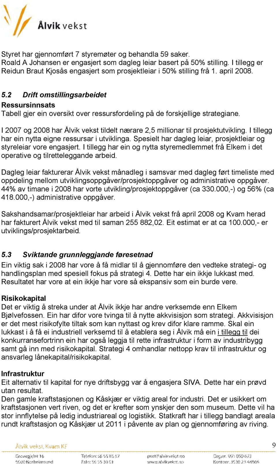 I 2007 og 2008 har Ålvik vekst tildelt nærare 2,5 millionar til prosjektutvikling. I tillegg har ein nytta eigne ressursar i utviklinga.