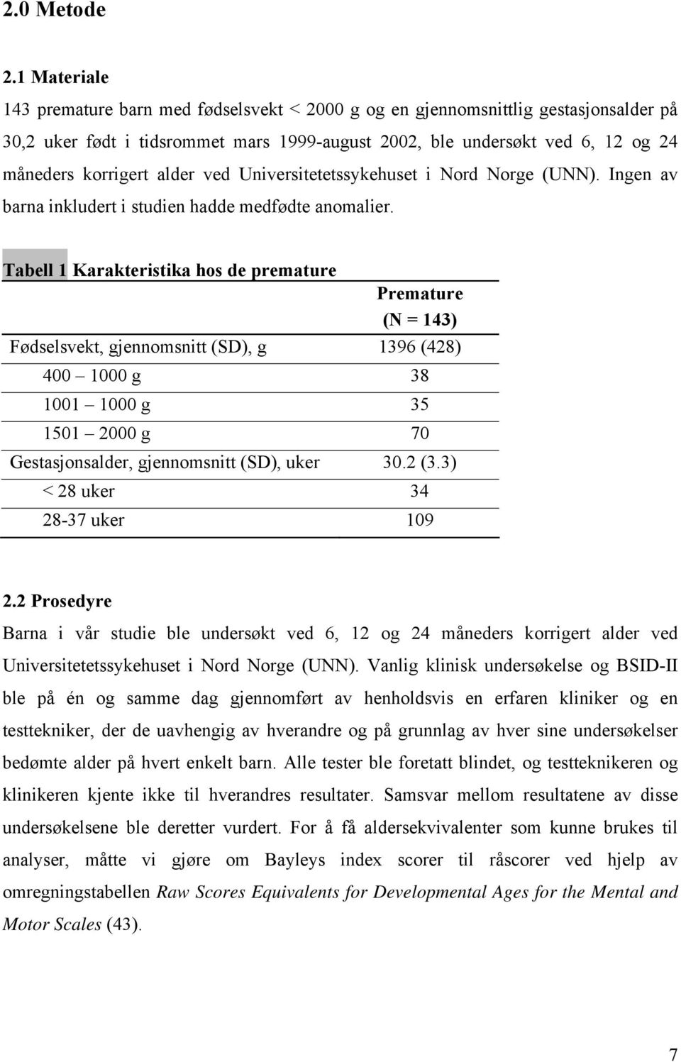 alder ved Universitetetssykehuset i Nord Norge (UNN). Ingen av barna inkludert i studien hadde medfødte anomalier.