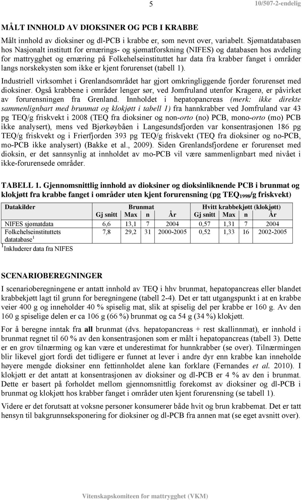 langs norskekysten som ikke er kjent forurenset (tabell 1). Industriell virksomhet i Grenlandsområdet har gjort omkringliggende fjorder forurenset med dioksiner.