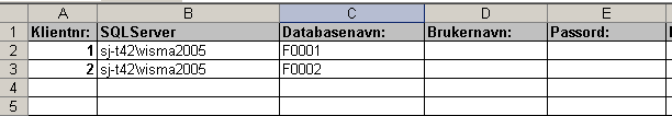 Utsnitt av innstillinger for Excel Addin Her er Innstillinger for Multiclient utgaven.. Her kan man ha inntil 50 klienter samtidig i et og samme Excelark.