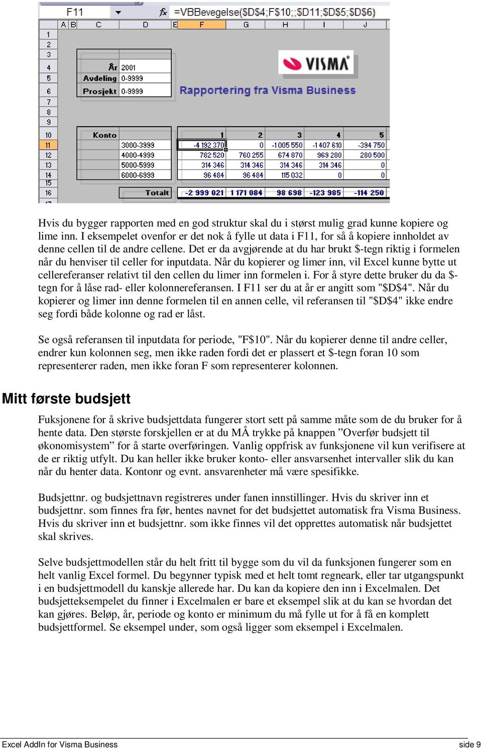 Det er da avgjørende at du har brukt $-tegn riktig i formelen når du henviser til celler for inputdata.