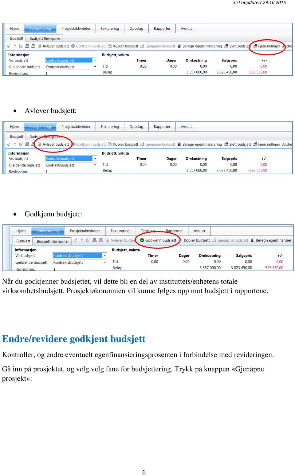 Prosjektøkonomien vil kunne følges opp mot budsjett i rapportene.