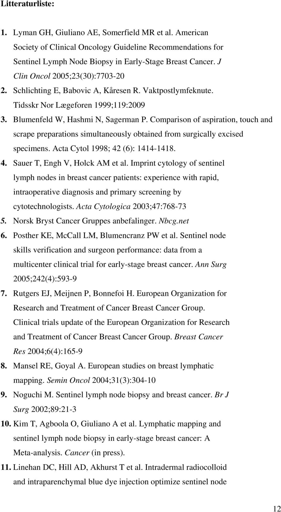 Comparison of aspiration, touch and scrape preparations simultaneously obtained from surgically excised specimens. Acta Cytol 1998; 42 (6): 1414-1418. 4. Sauer T, Engh V, Holck AM et al.