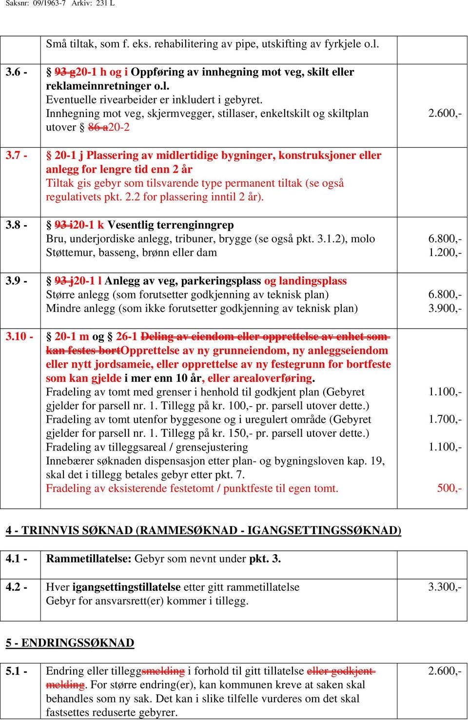 3.8-93 i20-1 k Vesentlig terrenginngrep Bru, underjordiske anlegg, tribuner, brygge (se også pkt. 3.1.2), molo Støttemur, basseng, brønn eller dam 3.