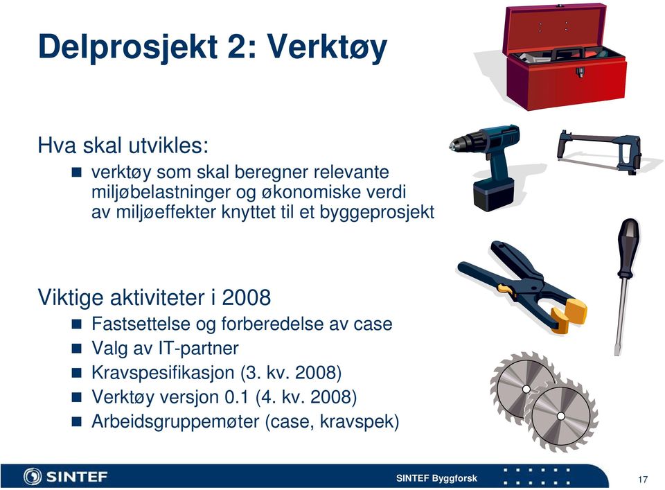 Viktige aktiviteter i 2008 Fastsettelse og forberedelse av case Valg av IT-partner