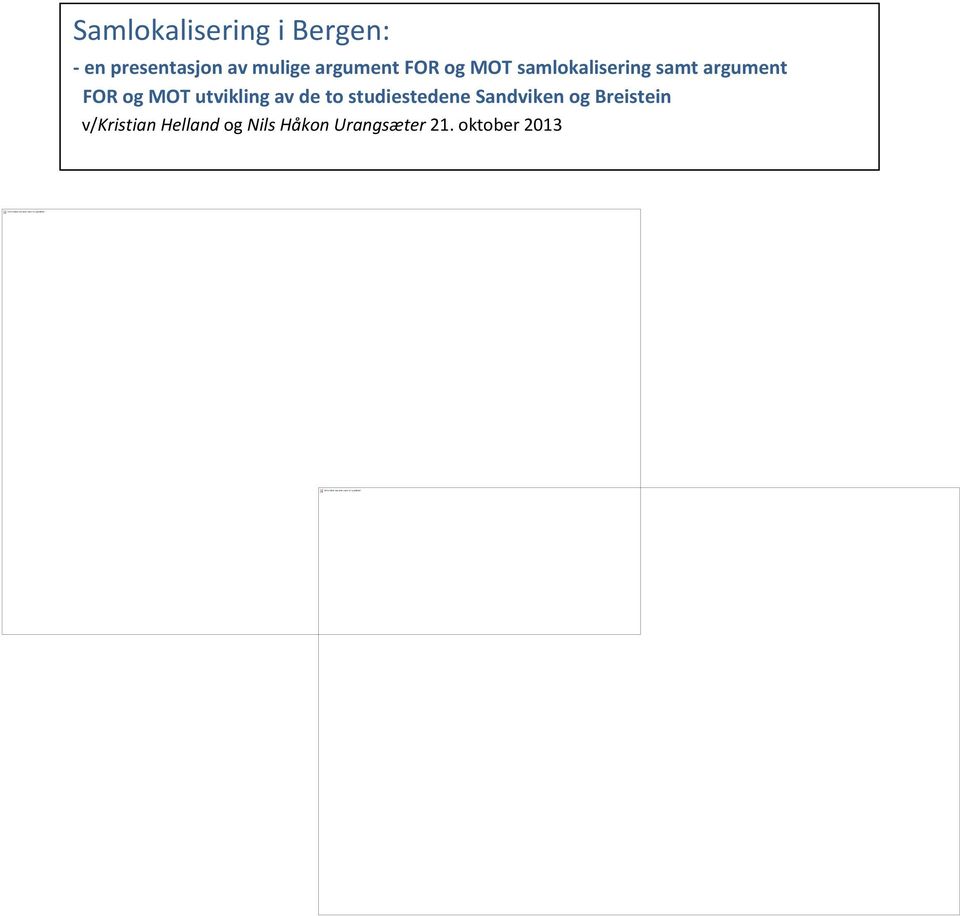 samlokalisering samt argument FOR og MOT utvikling av de to studiestedene