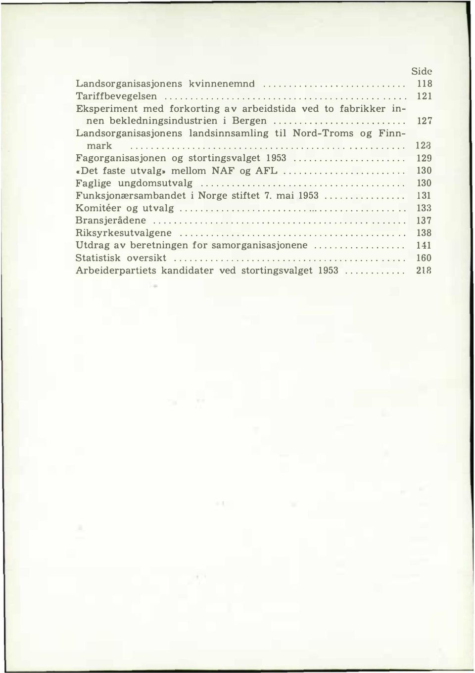 .. 19 _Det faste utvag. meom NAF og AFL........................ 130 Fagige ungdomsutvag........................................ 130 Funksjonærsambandet i Norge stiftet 7. mai 1953.