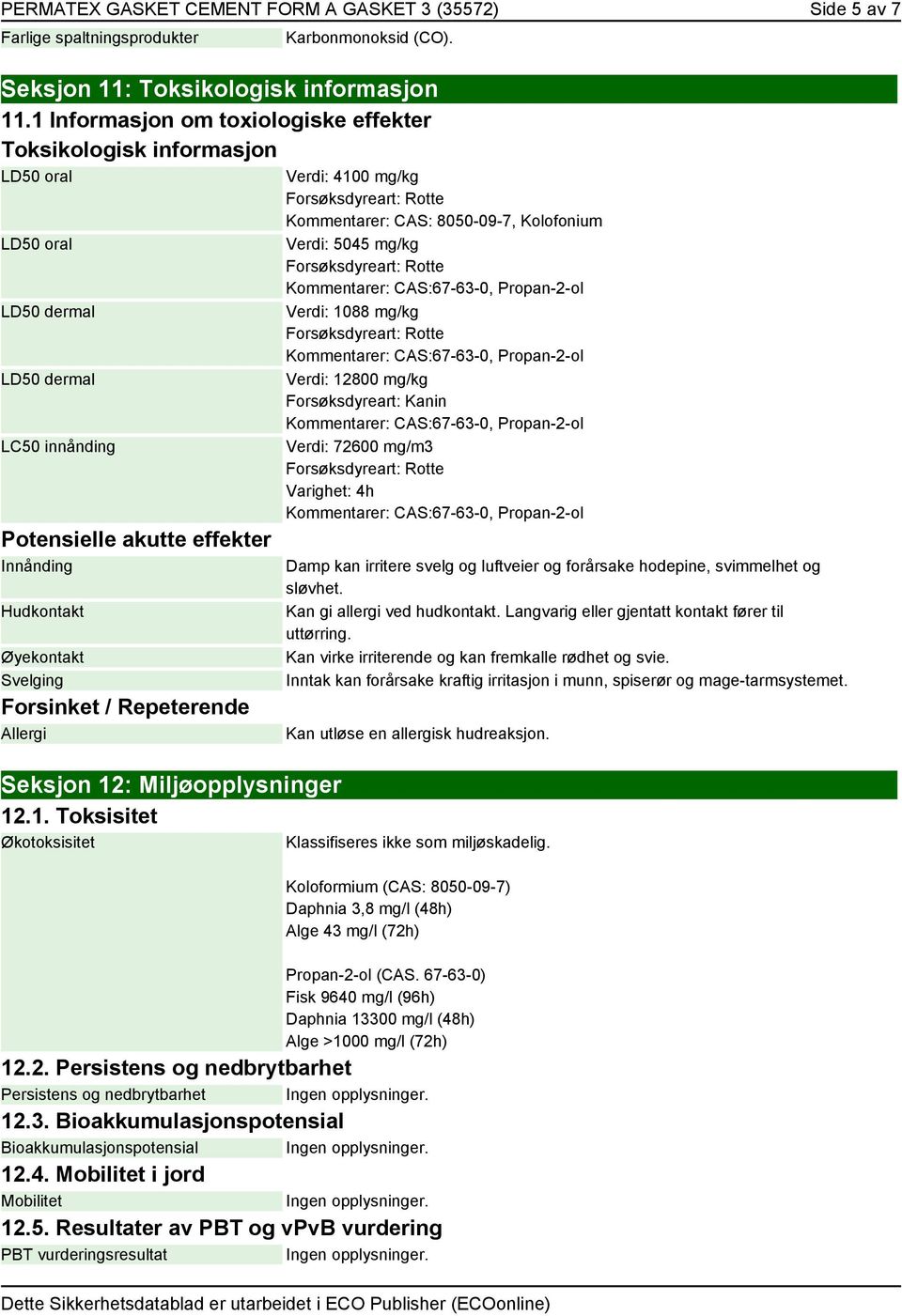 Forsinket / Repeterende Allergi Seksjon 12