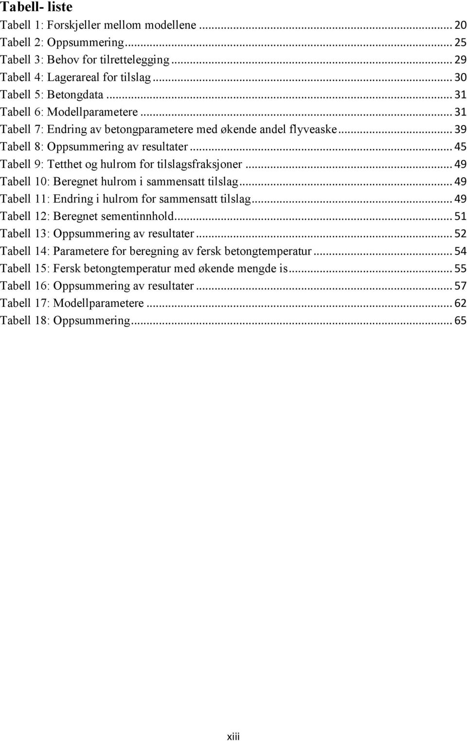 .. 45 Tabell 9: Tetthet og hulrom for tilslagsfraksjoner... 49 Tabell 10: Beregnet hulrom i sammensatt tilslag... 49 Tabell 11: Endring i hulrom for sammensatt tilslag.