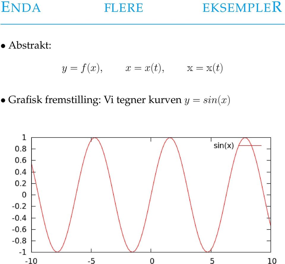 x(t), x = x(t) Grafisk