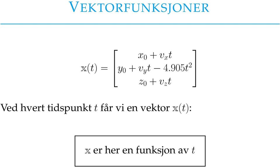 905t 2 z 0 + v z t Ved hvert