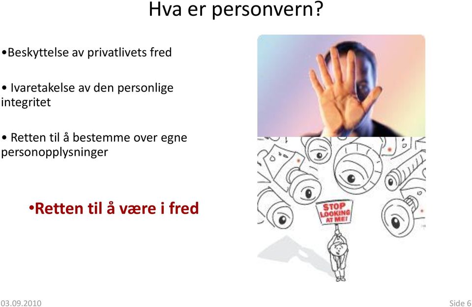 av den personlige integritet Retten til å