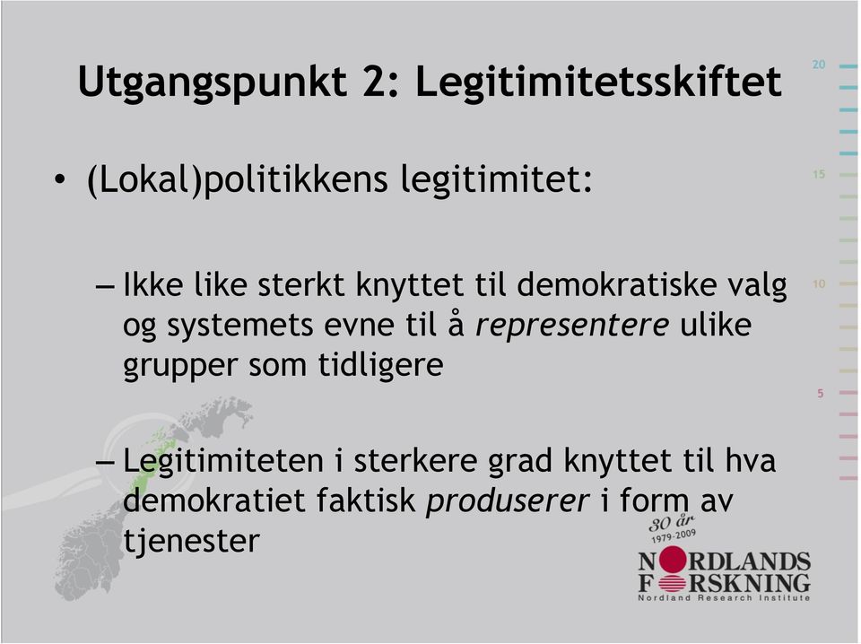 å representere ulike grupper som tidligere Legitimiteten i sterkere