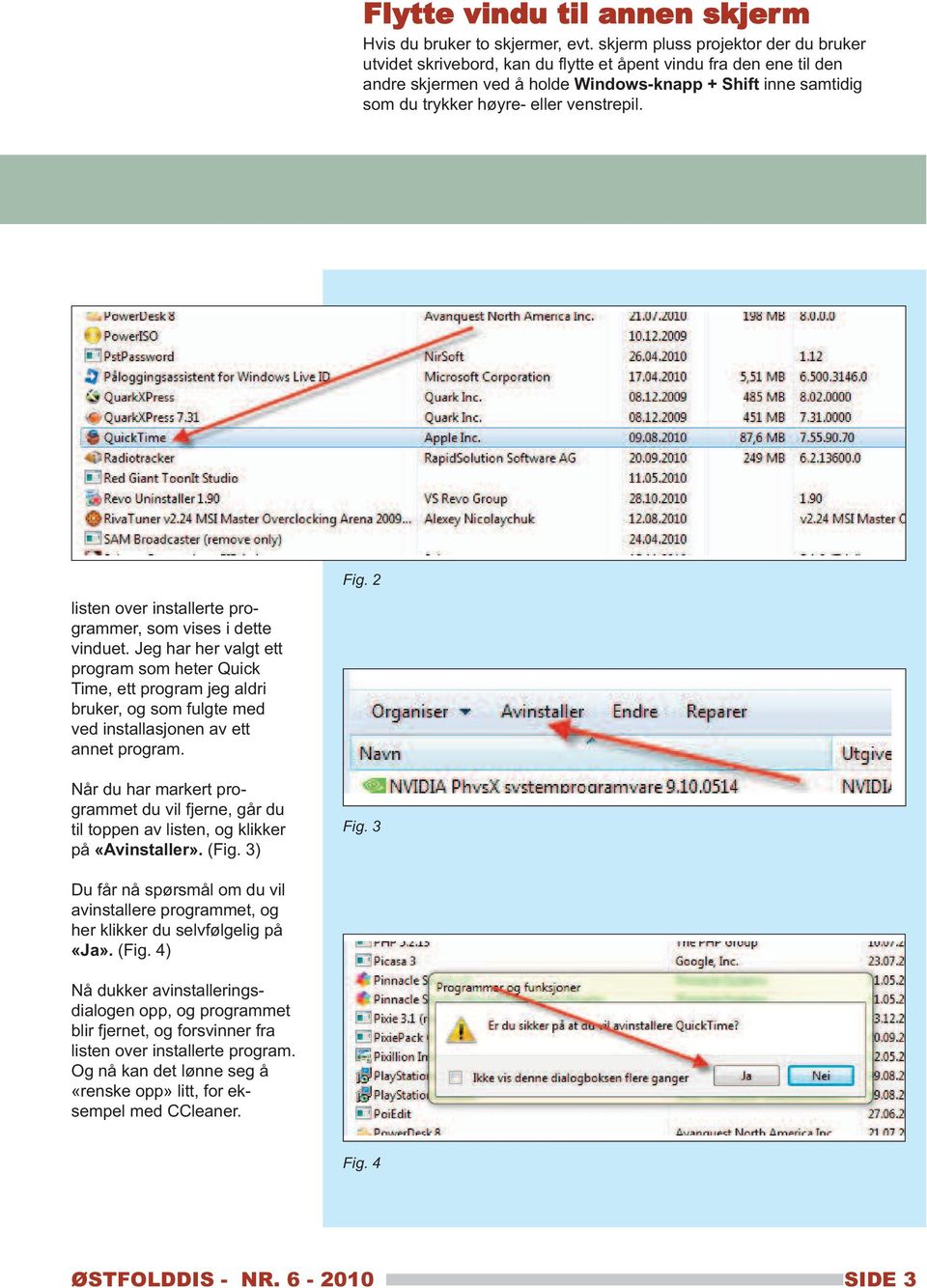 venstrepil. listen over installerte programmer, som vises i dette vinduet.