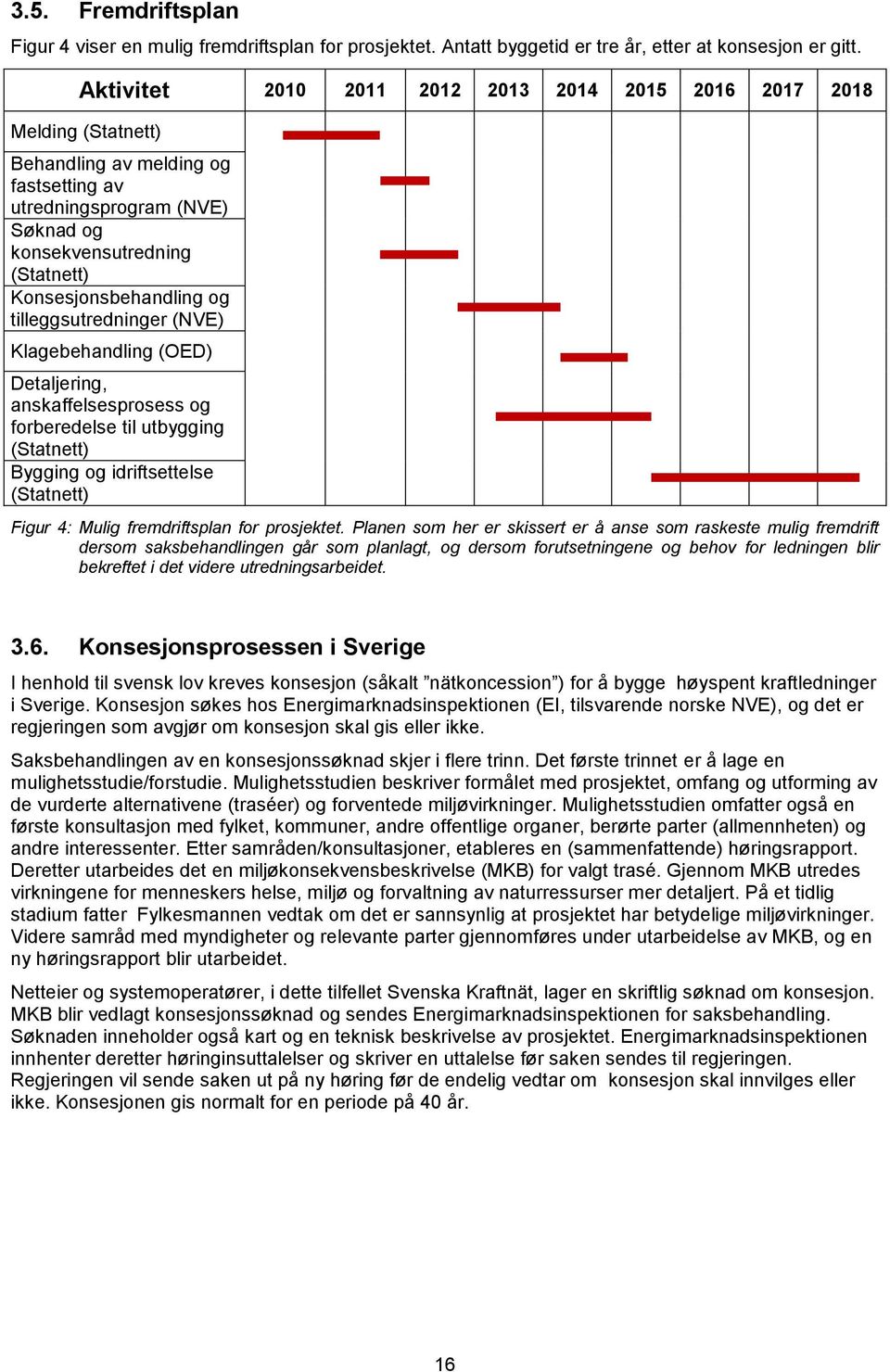 og tilleggsutredninger (NVE) Klagebehandling (OED) Detaljering, anskaffelsesprosess og forberedelse til utbygging (Statnett) Bygging og idriftsettelse (Statnett) Figur 4: Mulig fremdriftsplan for