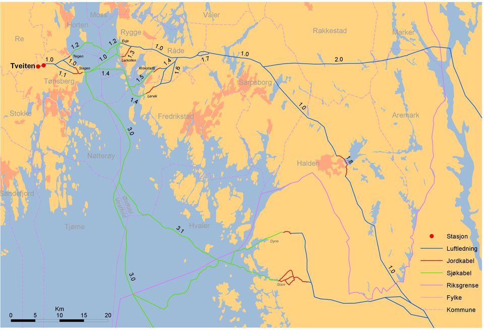 Rygge Marker Tønsberg Horten Stokke Sandefjord Våler Moss 3.0 3.1 1.4 1.2 1.0 1.5 1.8 1.3 2.0 1.0 1.4 1.6 1.