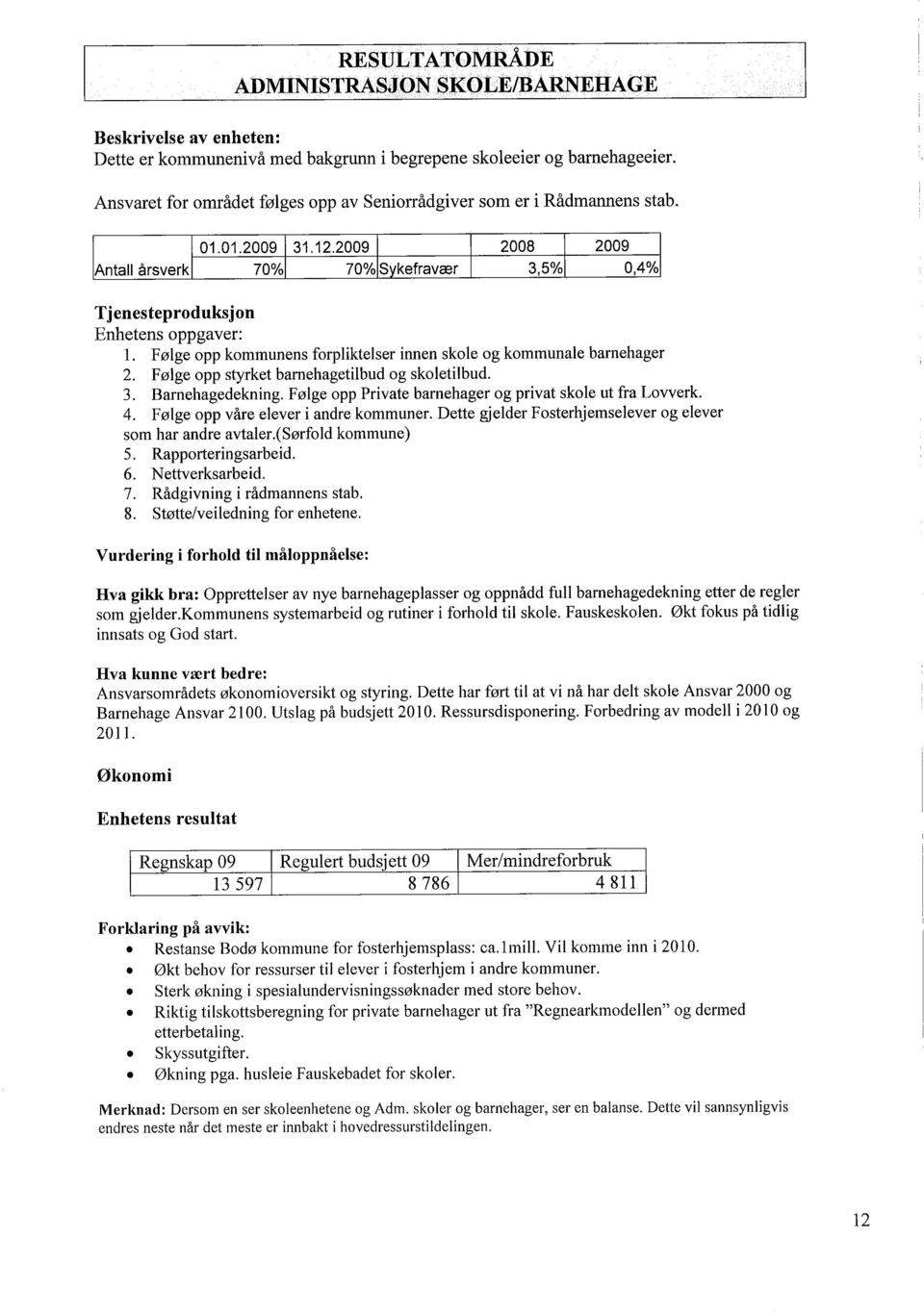 Følge opp Private barnehager og privat skole ut fra Lovverk. 4. Følge opp våre elever i andre kommuner. Dette gjelder Fosterhjemselever og elever som har andre avtaler.(sørfold kommune) 5.