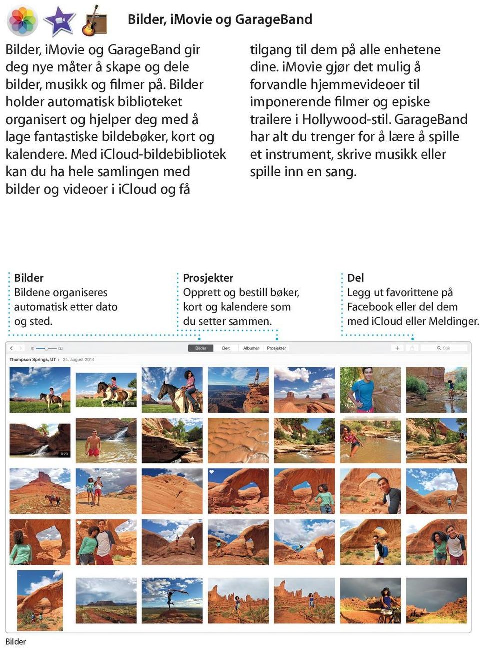 Med icloud-bildebibliotek kan du ha hele samlingen med bilder og videoer i icloud og få tilgang til dem på alle enhetene dine.