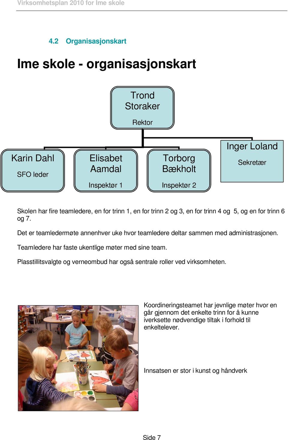 Det er teamledermøte annenhver uke hvor teamledere deltar sammen med administrasjonen. Teamledere har faste ukentlige møter med sine team.