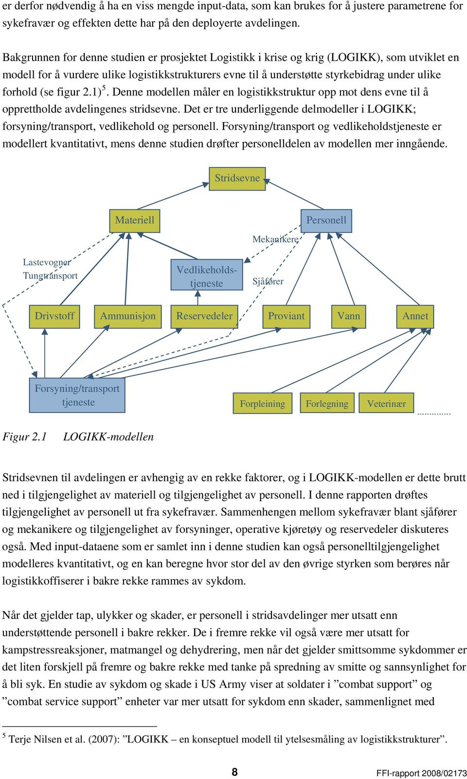 (se figur 2.1) 5. Denne modellen måler en logistikkstruktur opp mot dens evne til å opprettholde avdelingenes stridsevne.