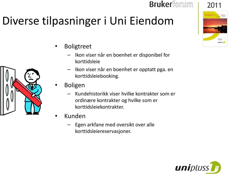 Boligen Kundehistorikk viser hvilke kontrakter som er ordinære kontrakter og hvilke som