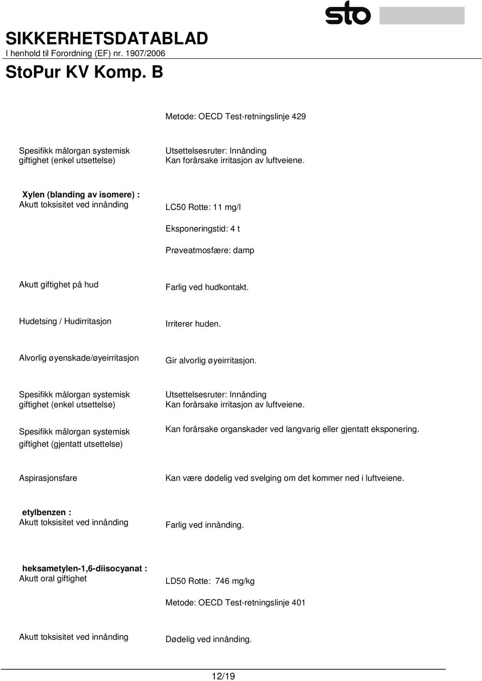 Hudetsing / Hudirritasjon Irriterer huden. Alvorlig øyenskade/øyeirritasjon Gir alvorlig øyeirritasjon.